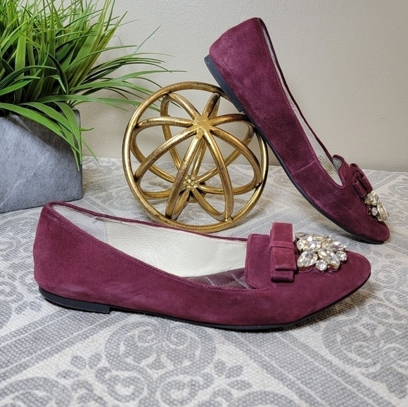 Michael Kors Felicity Merlot suede Flats with rhinestones Holiday Size 6.5 - Picture 14 of 15